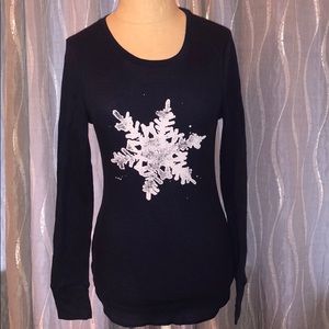 Dark Blue Snowflake Long Sleeve Woman’s Medium
